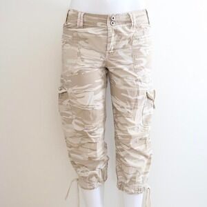 y2k camo cargo capri pants low rise utility size 7/8